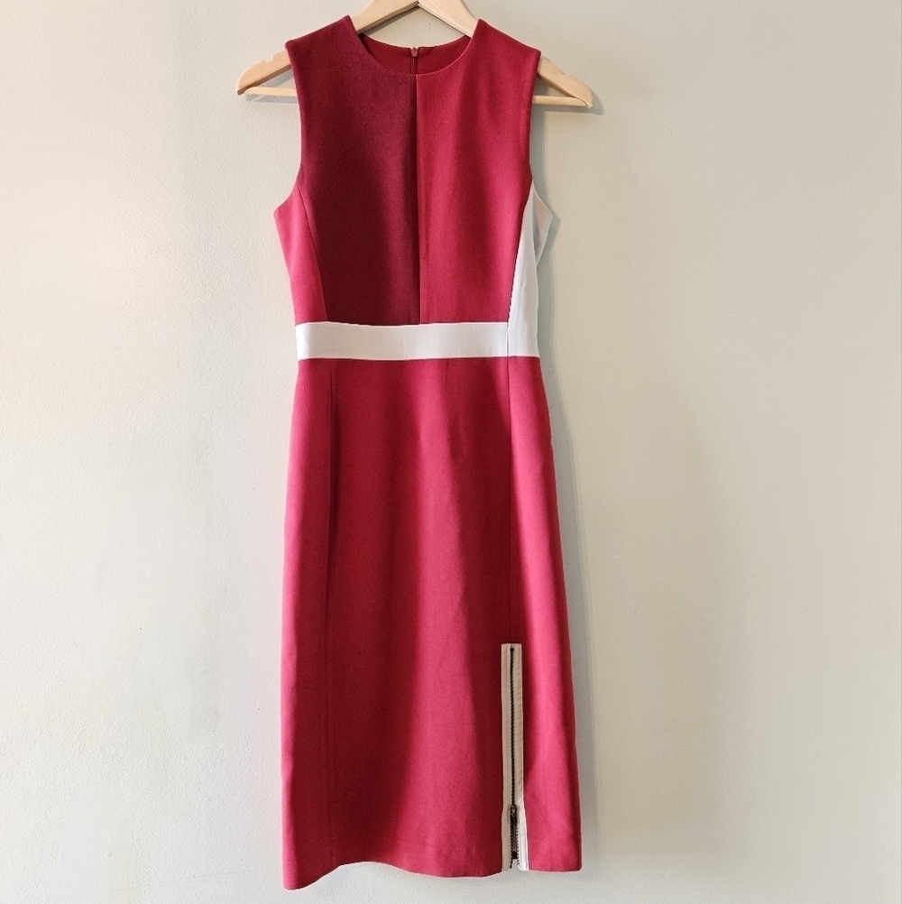 Judith & Charles Women's Professional Midi Cocktail Colorblock Red Dress Sz 0. - Picture 5 of 16